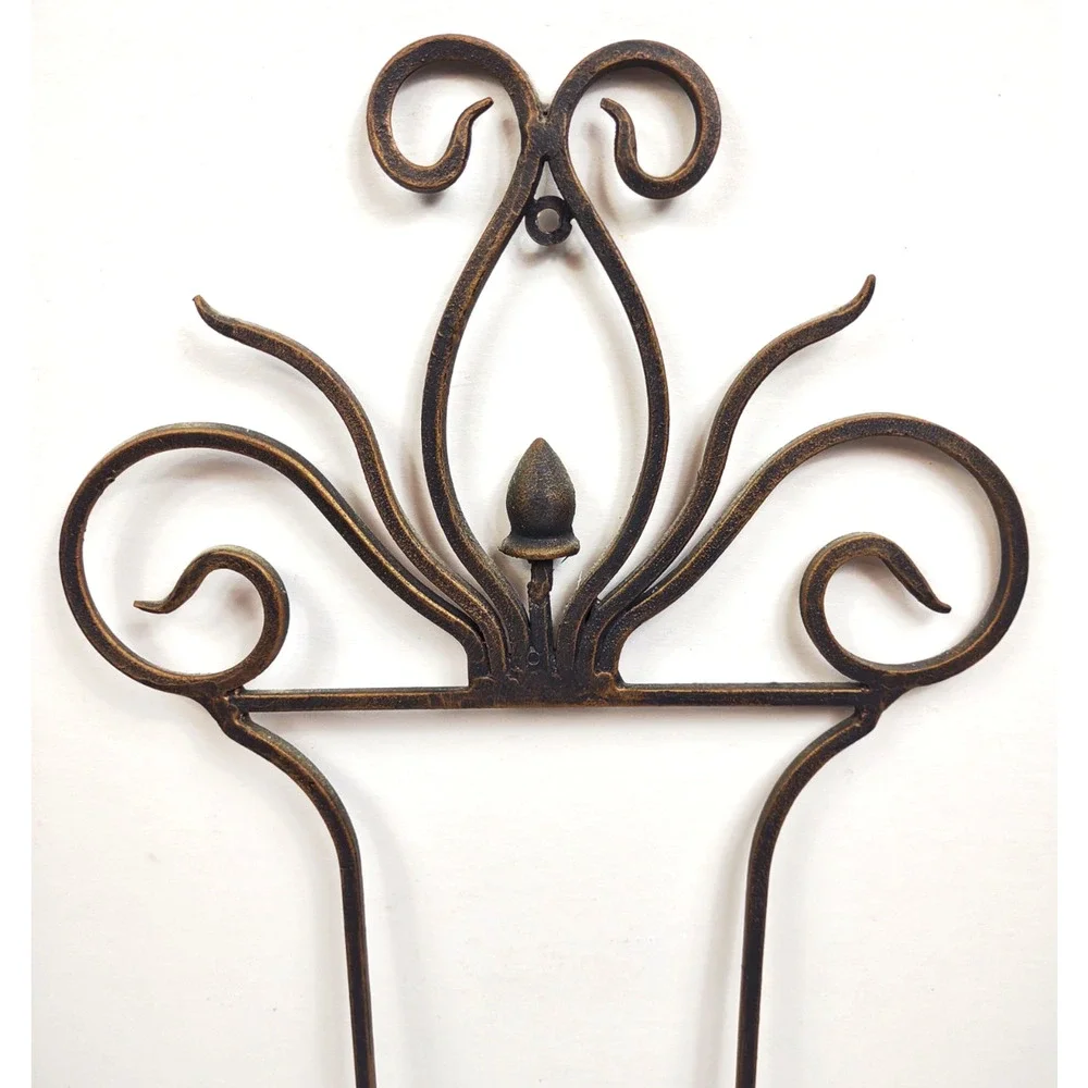 VTG Silver Cast Metal Large Hand Towel Holder Scrolled Hanging 19